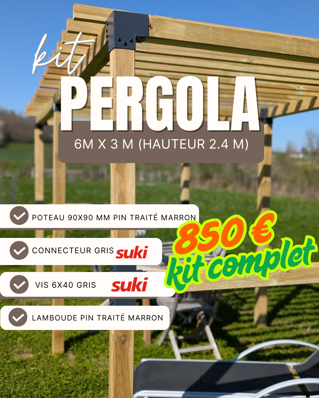 KIT PERGOLA 6 x 3 m